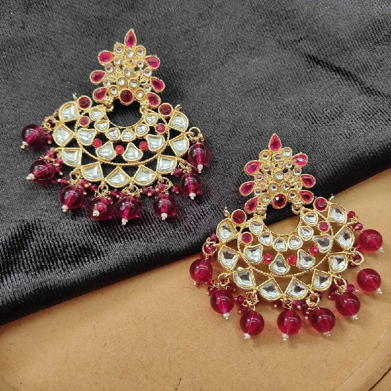 women’s matching earrings-Darshana Jewels Gold Plated Kundan Stone And Beads Dangler Earrings