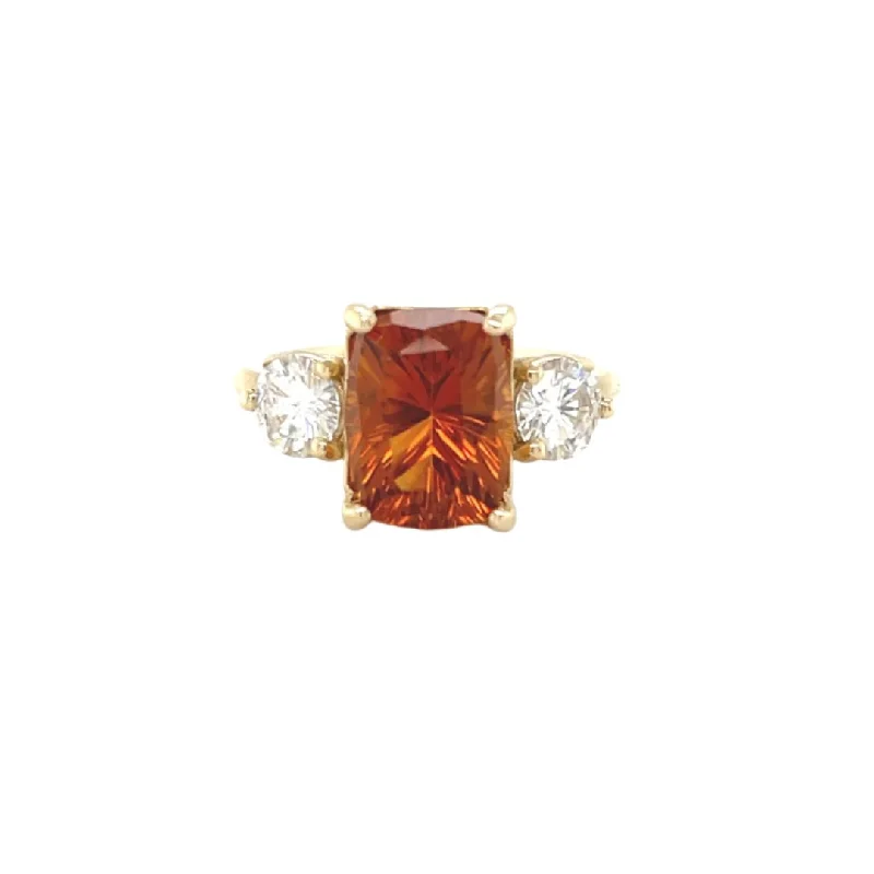 women’s bridal engagement rings-Cushion Cut Citrine and Diamond Ring