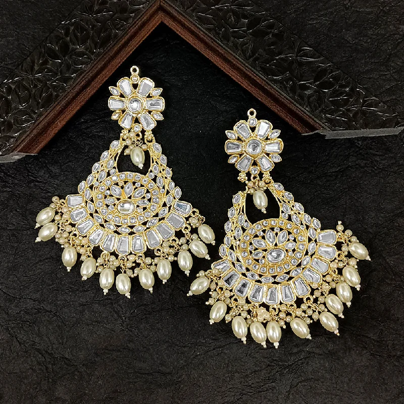 women’s silver hoop earrings-Darshana Jewels Gold Plated Kundan Stone Dangler Earrings