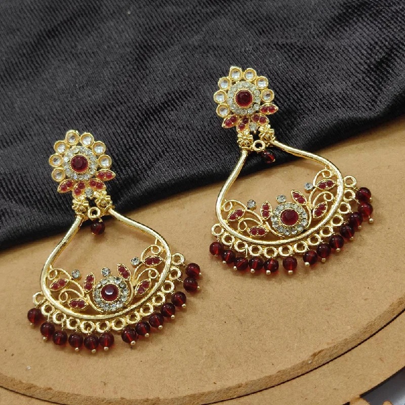 women’s personalized stud earrings-Darshana Jewels Gold Plated Kundan Stone And Beads Dangler Earrings