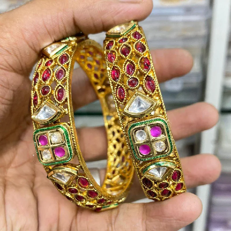 women’s chunky bracelets-Manisha Jewellery Gold Plated Crystal Stone Bangles Set