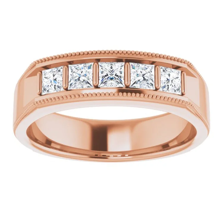 women’s matching rings-14K Rose 3/4 CTW Natural Diamond Milgrain Band