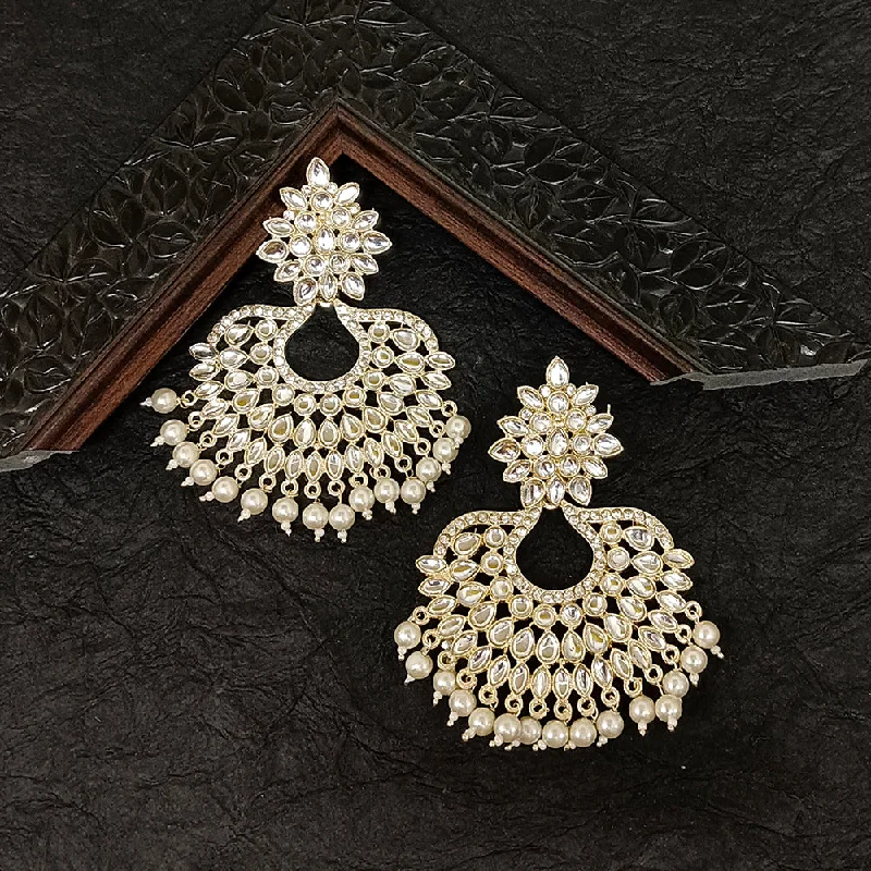 women’s birthstone earrings-Darshana Jewels Gold Plated Kundan Stone Dangler Earrings