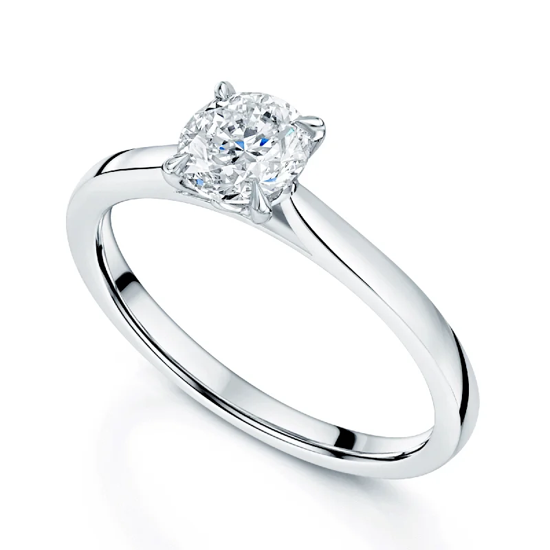 women’s diamond bridal engagement rings-Platinum GIA Round Brilliant Cut Diamond Ring