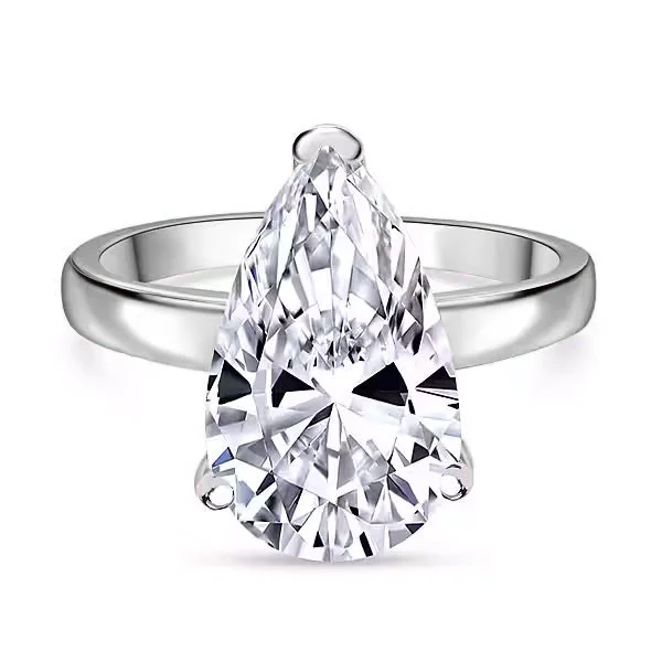 women’s side-stone engagement rings-5Ct Solitaire Pear Cut Lab Grown Diamond Ring in Platinum