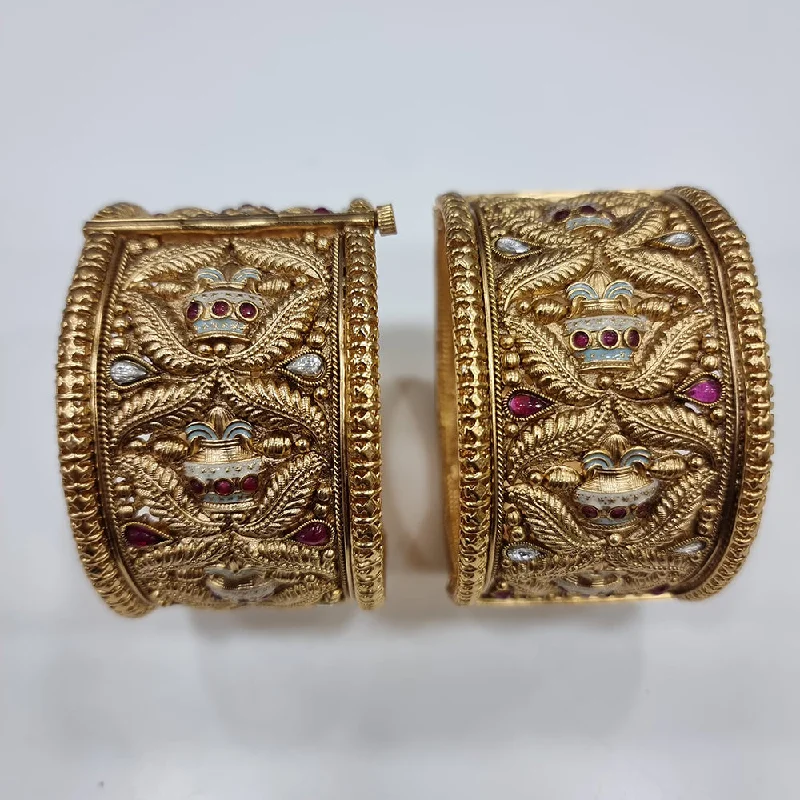 women’s bangle sets-JCM Gold Plated Temple Bangles Set