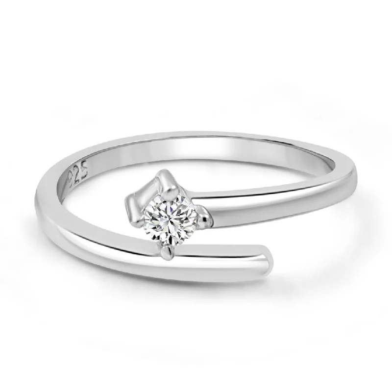 women’s custom platinum engagement rings-Zarkan 925 Silver American Diamond Ring