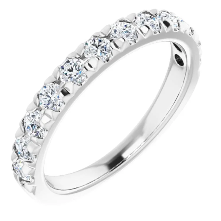 women’s gold-plated rings-Platinum 3/4 CTW Natural Diamond French-Set Anniversary Band