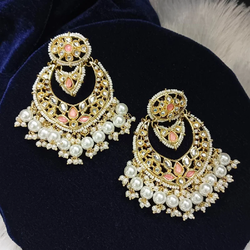 women’s diamond stud earrings-Darshana Jewels Kundan Stone Gold Plated Dangler Earrings