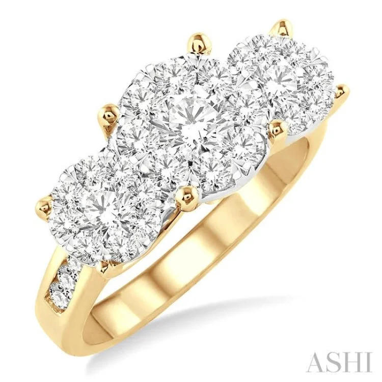 women’s custom design engagement rings-2 Ctw Lovebright Round Cut Diamond Ring in 14K Yellow and White Gold