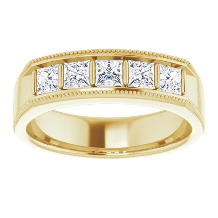 women’s wedding rings-14K Yellow 1 CTW Natural Diamond Milgrain Band