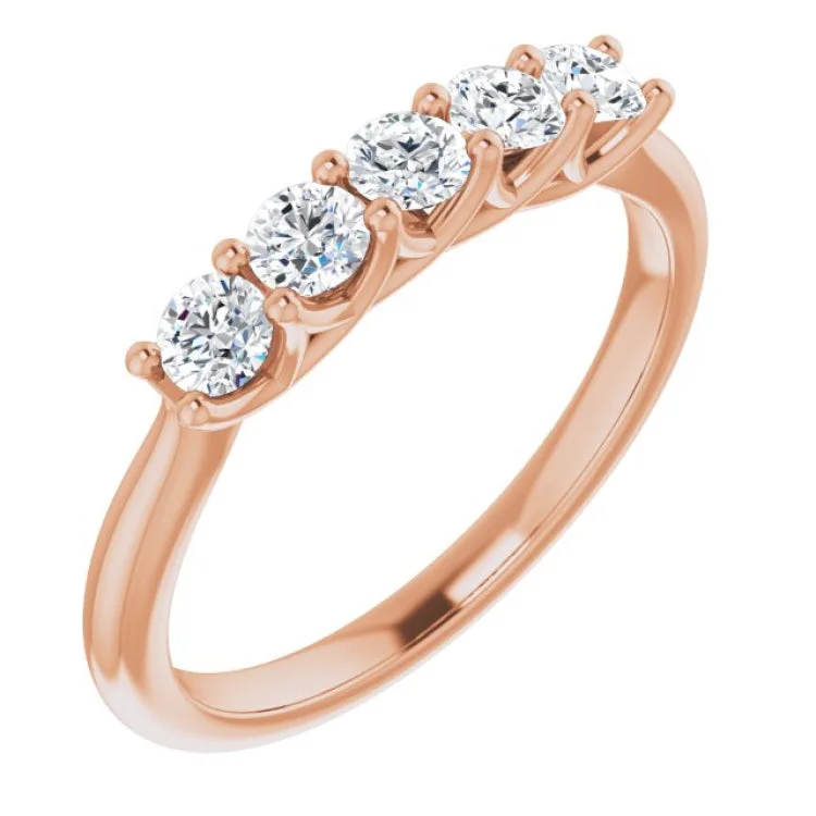 women’s promise rings with diamonds-14K Rose 1/2 CTW Natural Diamond Anniversary Band