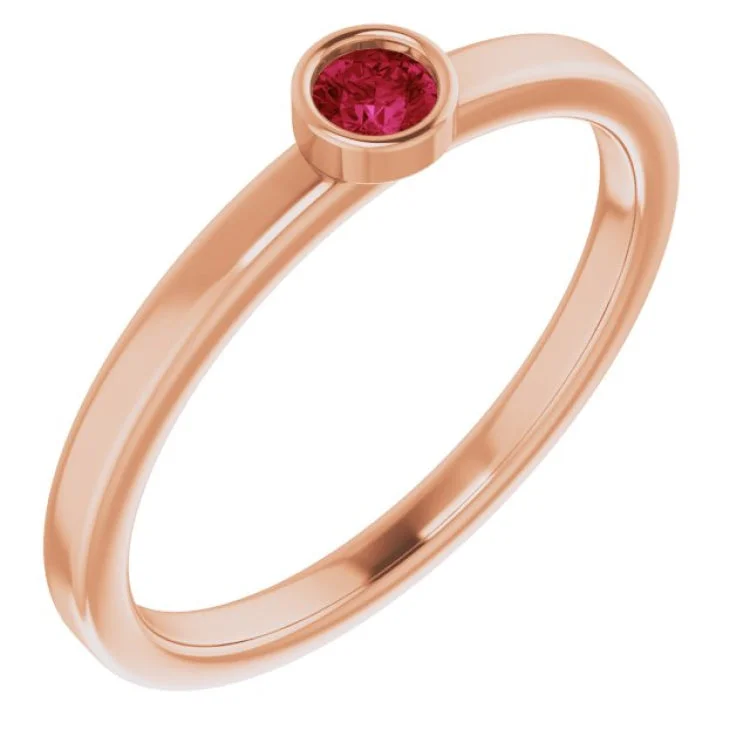 women’s gemstone engagement rings-14K Rose 3 mm Natural Ruby Ring