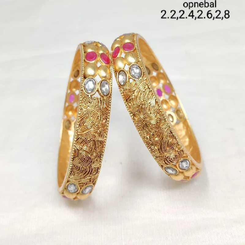 women’s matching bangles-Manisha Jewellery Gold Plated Bangles Set