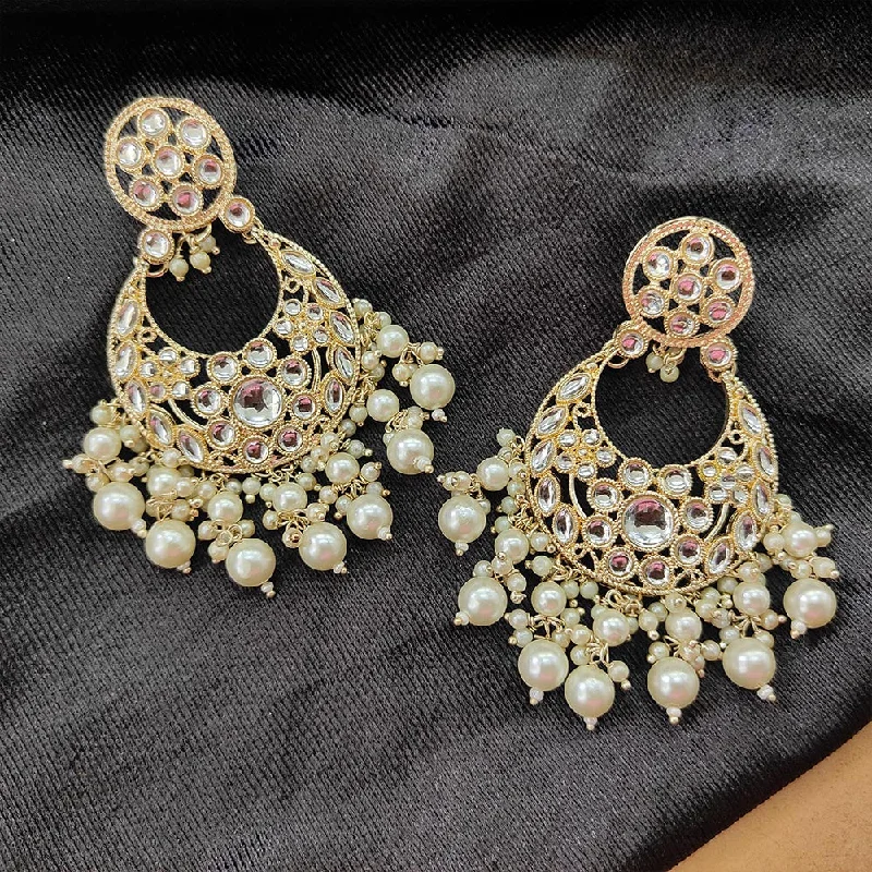 women’s modern earrings-Darshana Jewels Gold Plated Kundan Stone And Beads Dangler Earrings