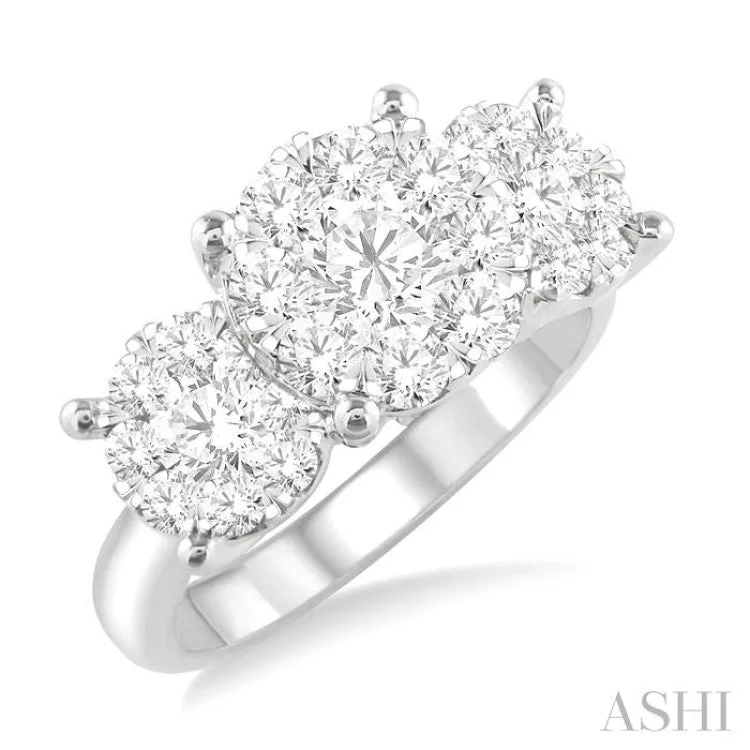 women’s antique engagement rings-2 Ctw Lovebright Round Cut Diamond Ring in 14K White Gold