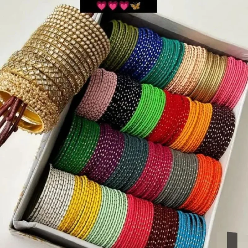 women’s stackable bracelets-Manisha Jewellery Metal Bangles Set (Assorted Color)