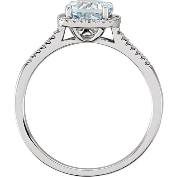 women’s diamond bridal engagement rings-Sterling Silver Natural Aquamarine & .01 CTW Natural Diamond Ring