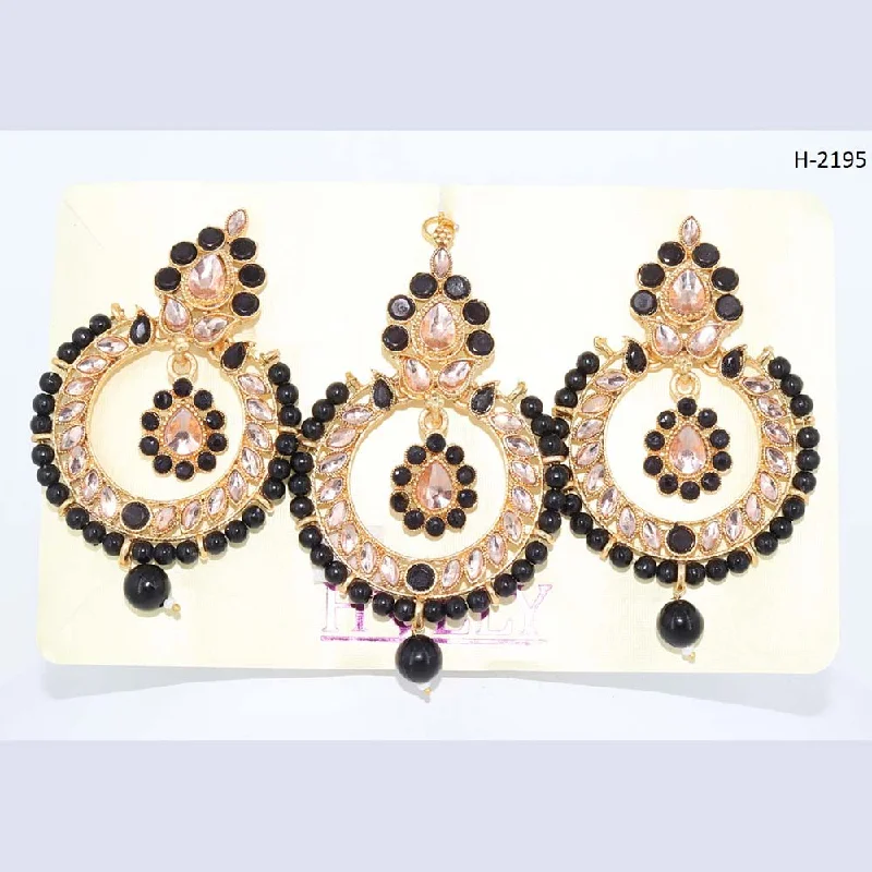 women’s hoop earrings with pearls-Darshana Jewels Gold Plated Dangler Earrings With Maangtikka