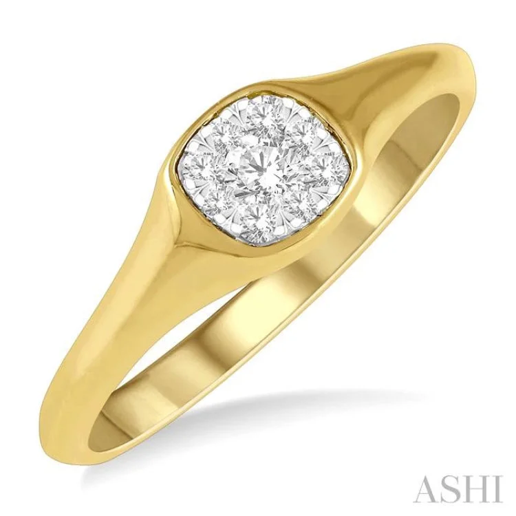 women’s round diamond engagement rings-1/6 ctw Cushion Shape Lovebright Diamond Ring in 14K Yellow and White Gold