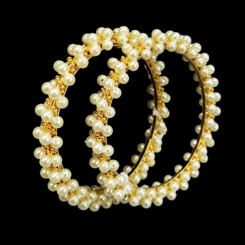 women’s luxury bracelets-Manisha Jewellery Gold Plated Pearl Bangles Set