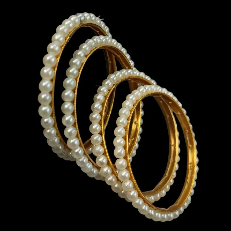 women’s simple bangles-Kavita Art Gold Plated Pearl Bangles Set