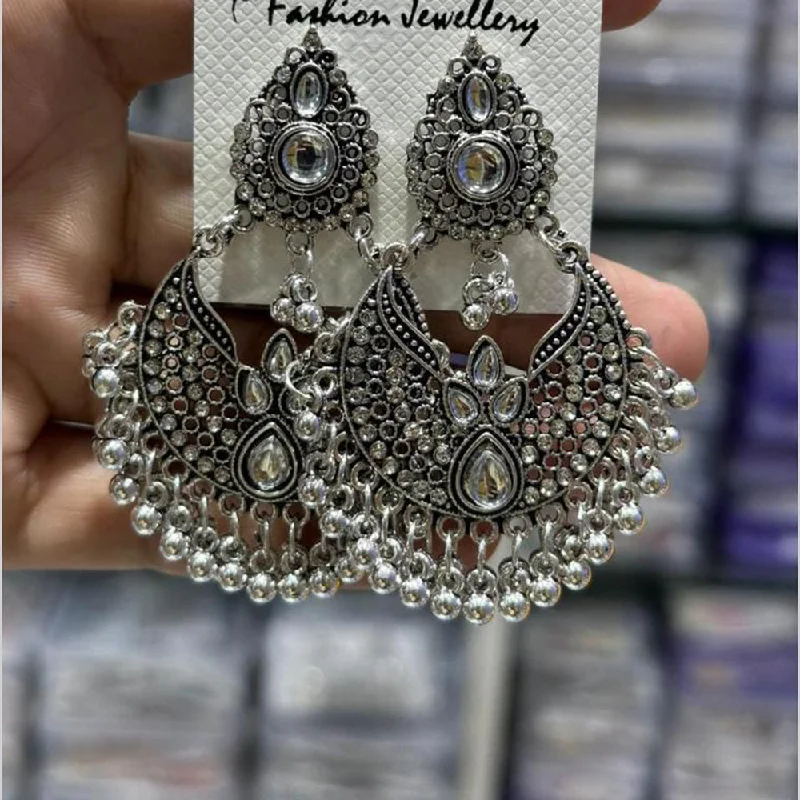 women’s emerald earrings-Manisha Jewellery Oxidised Plated Austrian Stone And Ghungroo Dangler Earrings