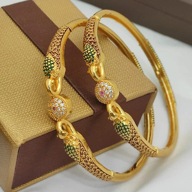 women’s simple bracelets-H K Fashion Gold Plated Bangles Set