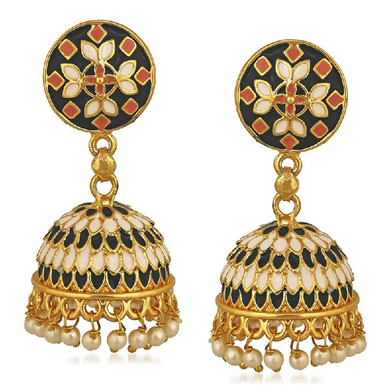 women’s sterling silver earrings-Darshana Jewels Gold Plated Mennakari Jhumki Earrings