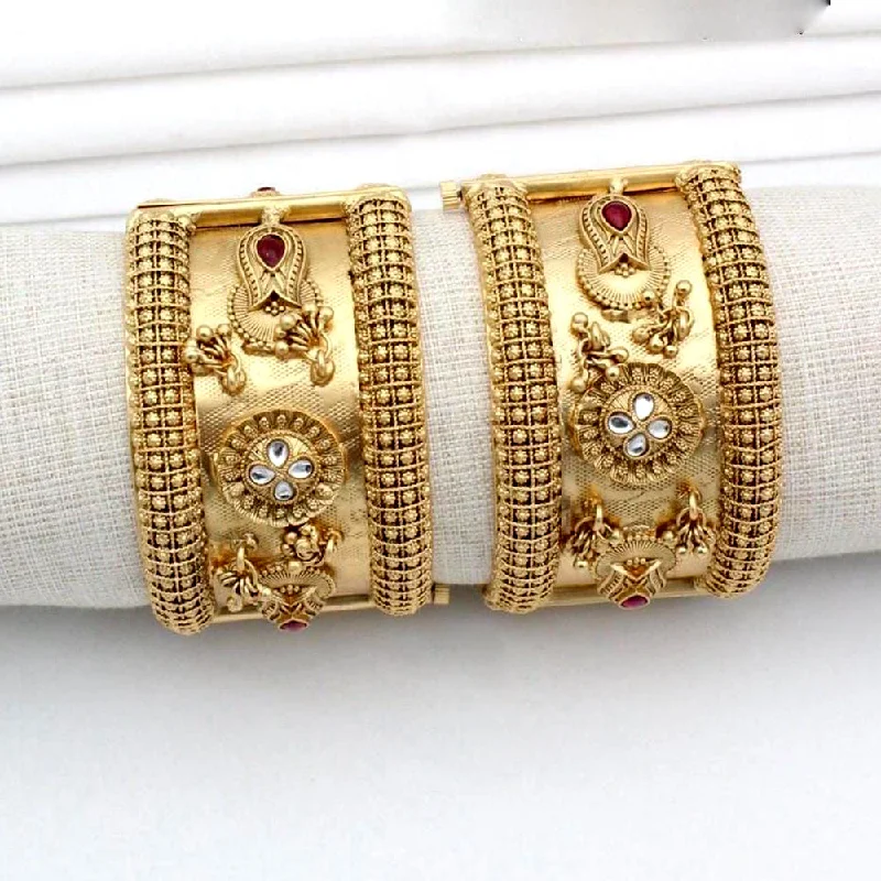 women’s trendy bracelets-Manisha Jewellery Gold Plated Pota Openable Bangles Set