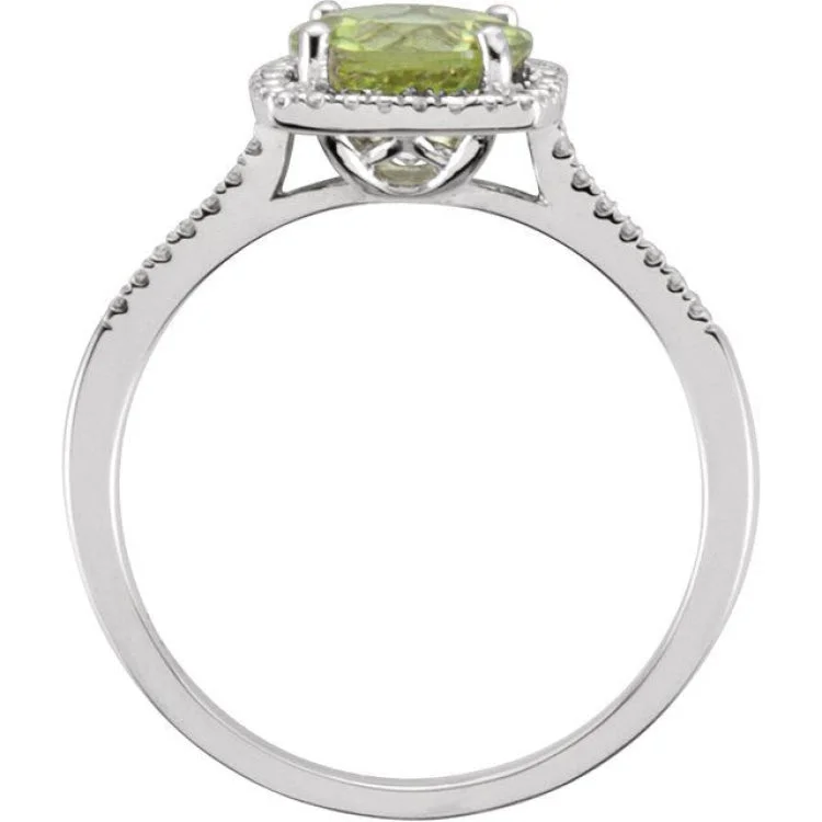 women’s ruby diamond engagement rings-Sterling Silver Natural Peridot & .01 CTW Natural Diamond Ring