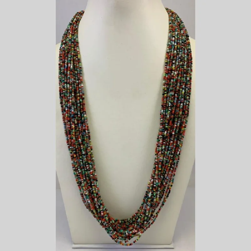 women’s bridal necklaces-Banaras Beads Multi Layer Long Necklace