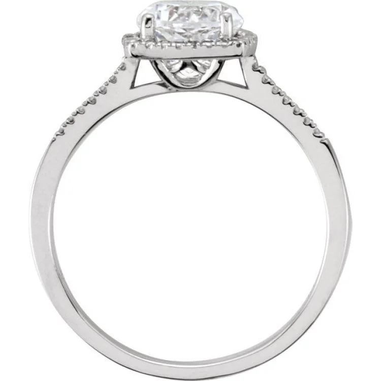 women’s radiant cut engagement rings-Sterling Silver Lab-Grown White Sapphire & .01 CTW Natural Diamond Ring