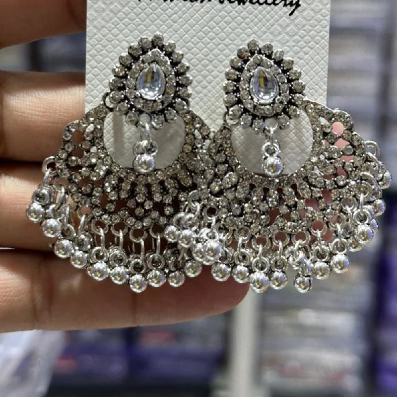 women’s tribal earrings-Manisha Jewellery Oxidised Plated Austrian Stone And Ghungroo Dangler Earrings