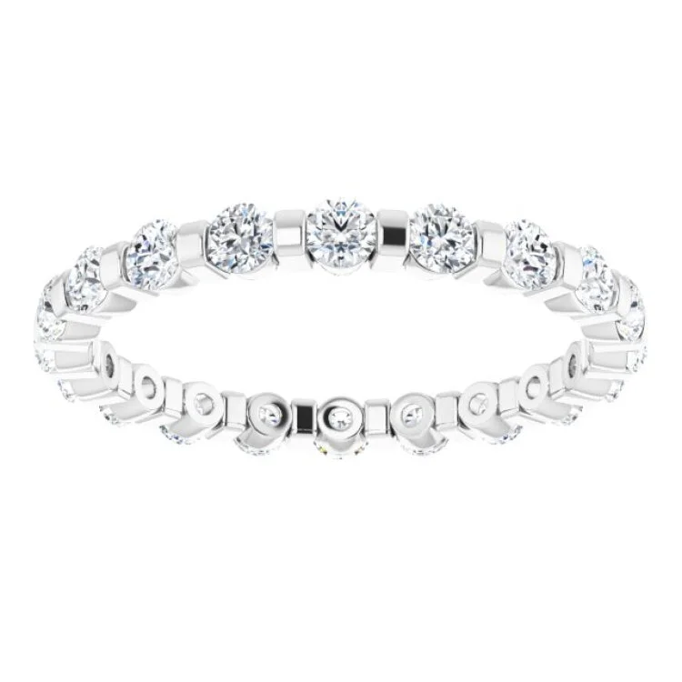 women’s stackable rings-Platinum 1 CTW Natural Diamond Eternity Band Size 6