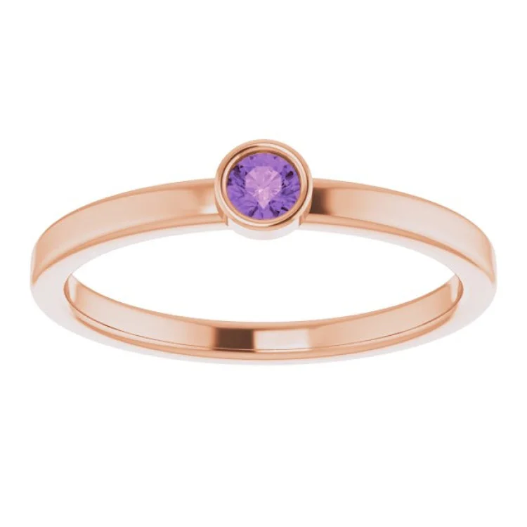 women’s custom-designed rings-14K Rose 3 mm Natural Amethyst Ring