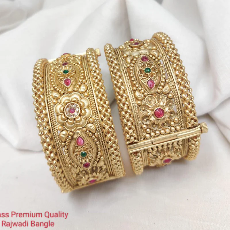 women’s bridal bangles-Manisha Jewellery Gold Plated Brass Openable Bangles Set