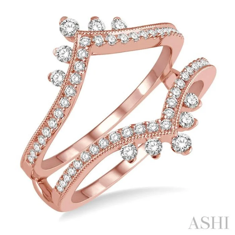 women’s infinity rings-1/2 Ctw Pointed Arch Round Cut Diamond Insert Ring in 14K Rose Gold