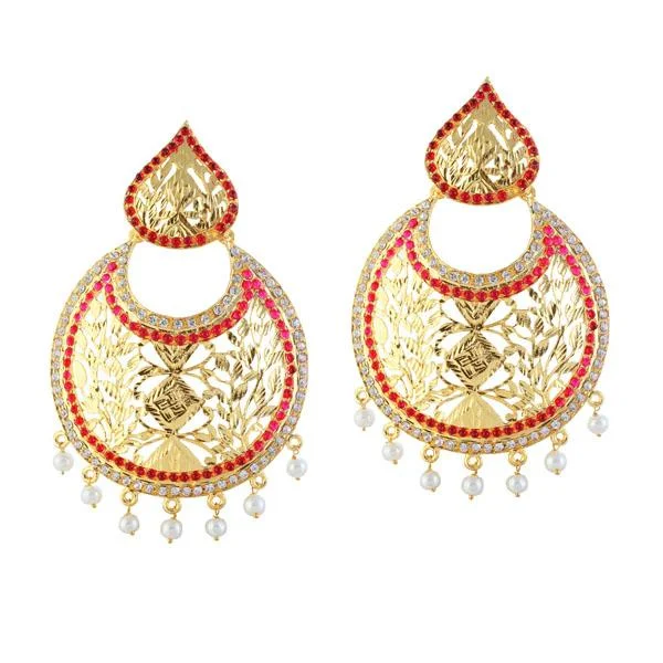 women’s gold dangly earrings-Kriaa Austrian Stone Gold Plated Chandbali Earrings