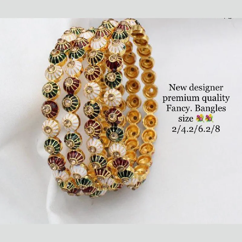 women’s diamond bangle bracelets-Manisha Jewellery Gold Plated Bangles Set