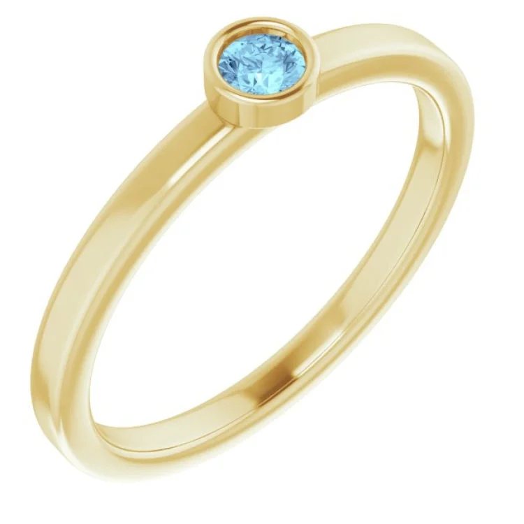 women’s art deco rings-14K Yellow 3 mm Natural Aquamarine Ring