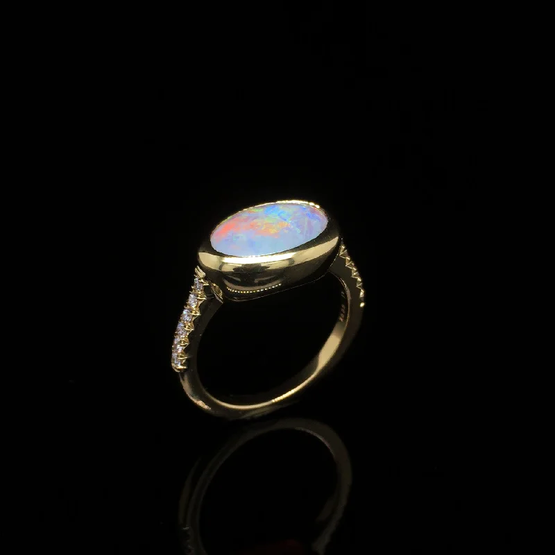 women’s sapphire engagement rings-Opal Diamond Ring