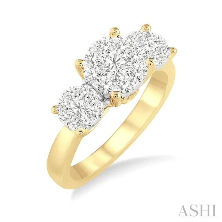 women’s custom gemstone engagement rings-3/4 Ctw Lovebright Round Cut Diamond Ring in 14K Yellow and White Gold