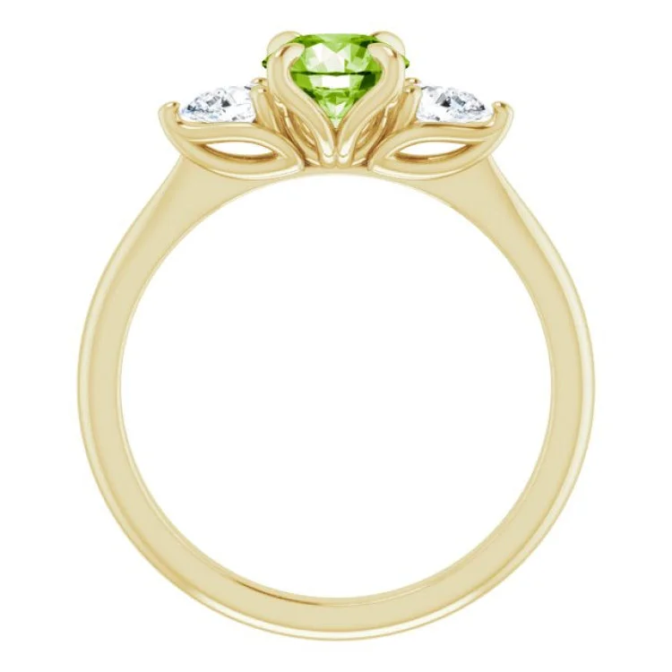 women’s bold engagement rings-14K Yellow Natural Peridot & 1/4 CTW Natural Diamond Ring