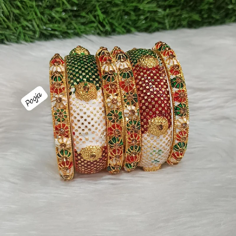 women’s thin bangles-Pooja Bangles Gold Plated Bangles Set