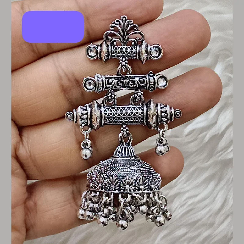 women’s bridal earrings-Abhinandan Oxodised Plated Ghungroo Dangler Earrings