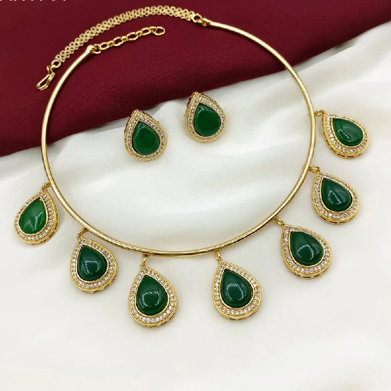 women’s silver pendant necklaces-Royal Kundan Jewellery Gold Plated Austrian Stone Necklace Set