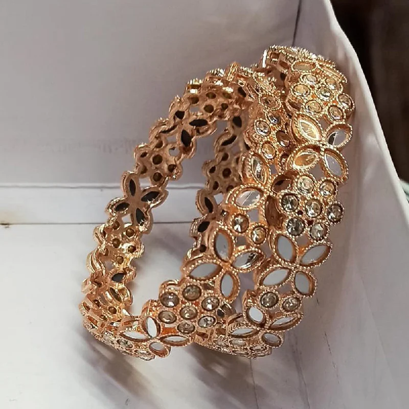 women’s gold bracelets-Pooja Bangles Rose Gold Plated Bangles Set