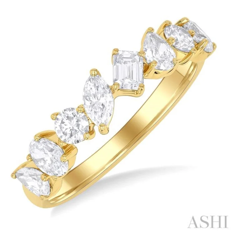 women’s fashion rings-1 1/10 ctw Mixed Shape Diamond Fashion Ring in 14K Yellow Gold