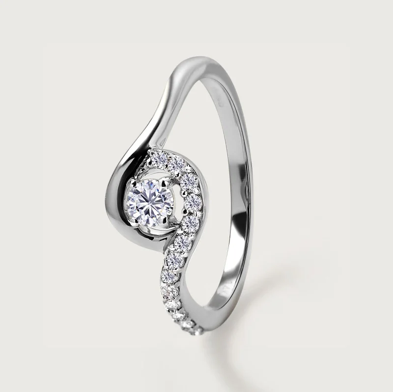 women’s halo engagement rings-Versa Embrace Certified Diamond Ring in 14K White Gold Diamond Carat Wt. 0.25 cts.